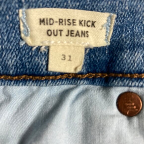 Madewell Jeans Mid-Rise Kick Out 31 Cropped Lt/Medium Blue Wash 5 Pocket Stretch - Picture 7 of 8